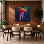Jellyfish Wall Art Sea Nettle Framed Canvas Marine Life Abstract Ocean Coastal Home Decor