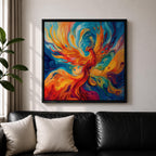 Phoenix Wall Art Firebird Framed Canvas Mythical Bird Abstract Mythology Fantasy Home Decor