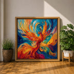 Phoenix Wall Art Firebird Framed Canvas Mythical Bird Abstract Mythology Fantasy Home Decor