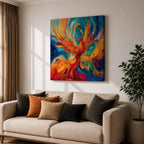 Phoenix Wall Art Firebird Framed Canvas Mythical Bird Abstract Mythology Fantasy Home Decor