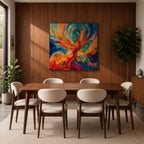 Phoenix Wall Art Firebird Framed Canvas Mythical Bird Abstract Mythology Fantasy Home Decor