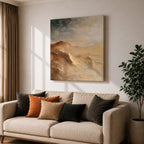 Desert Landscape Wall Art Sand Dunes Framed Canvas Sahara Impasto Rustic Cabin Home Decor