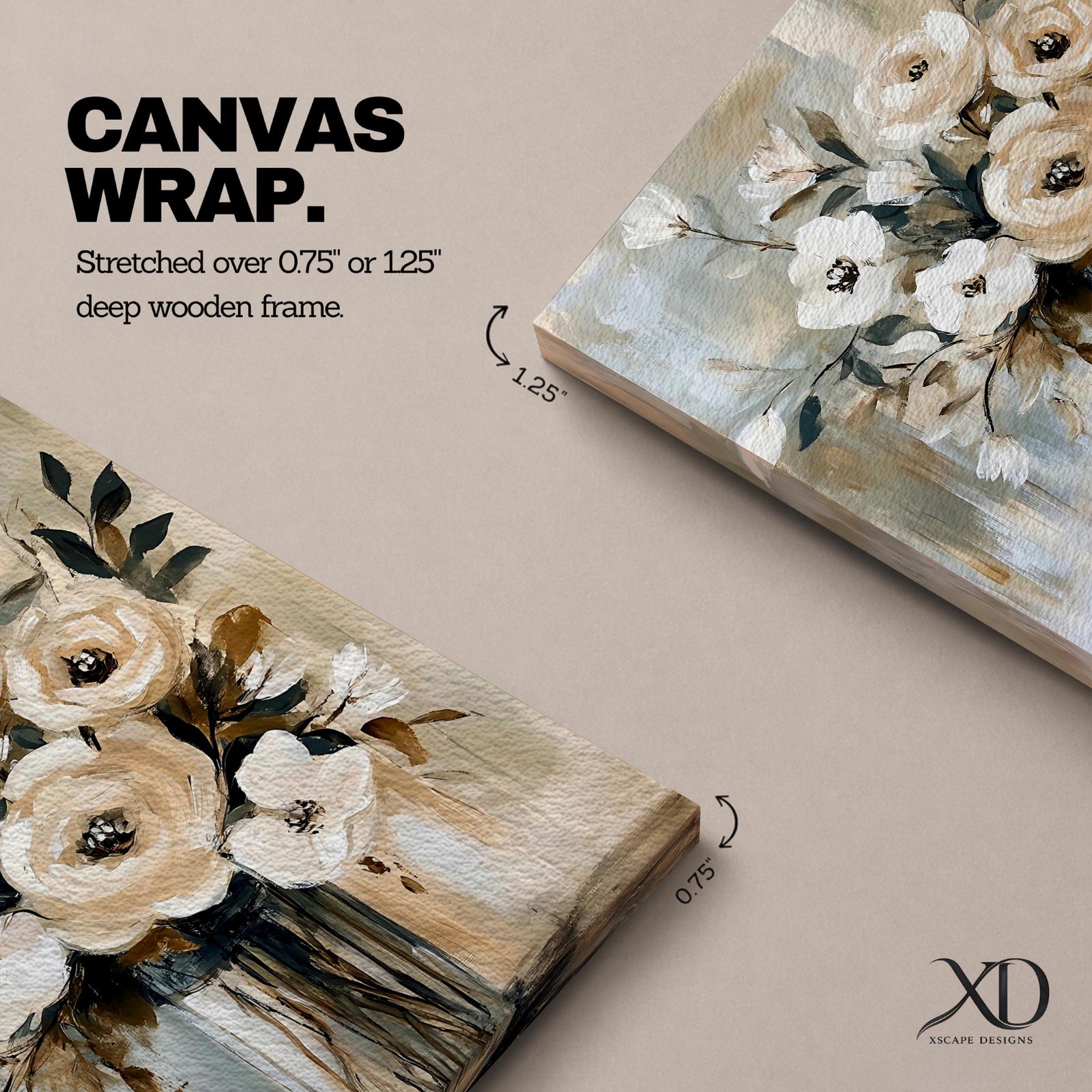 Floral Bouquet Wall Art Flower Arrangement Framed Canvas Vintage Botanical Rustic Home Decor