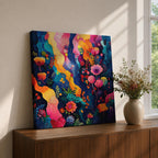 Abstract Garden Wall Art Botanical Flowers Framed Canvas Modern Nature Boho Home Decor