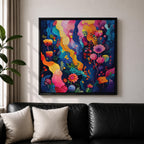 Abstract Garden Wall Art Botanical Flowers Framed Canvas Modern Nature Boho Home Decor