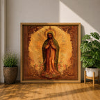 Our Lady of Guadalupe Wall Art La Morenita Framed Canvas Antique Catholic Home Decor