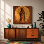 Our Lady of Guadalupe Wall Art La Morenita Framed Canvas Antique Catholic Home Decor