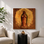 Our Lady of Guadalupe Wall Art La Morenita Framed Canvas Antique Catholic Home Decor