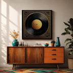 Vinyl Record Wall Art Audio Disc Framed Canvas Baroque Luxury Gift Music Home Decor