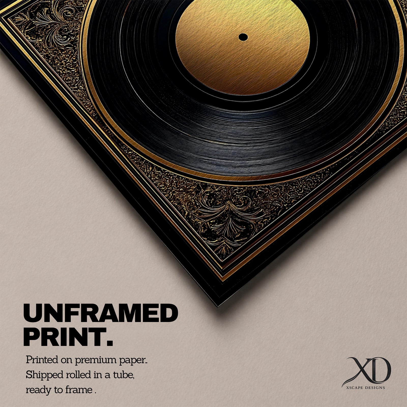 Vinyl Record Wall Art Audio Disc Framed Canvas Baroque Luxury Gift Music Home Decor
