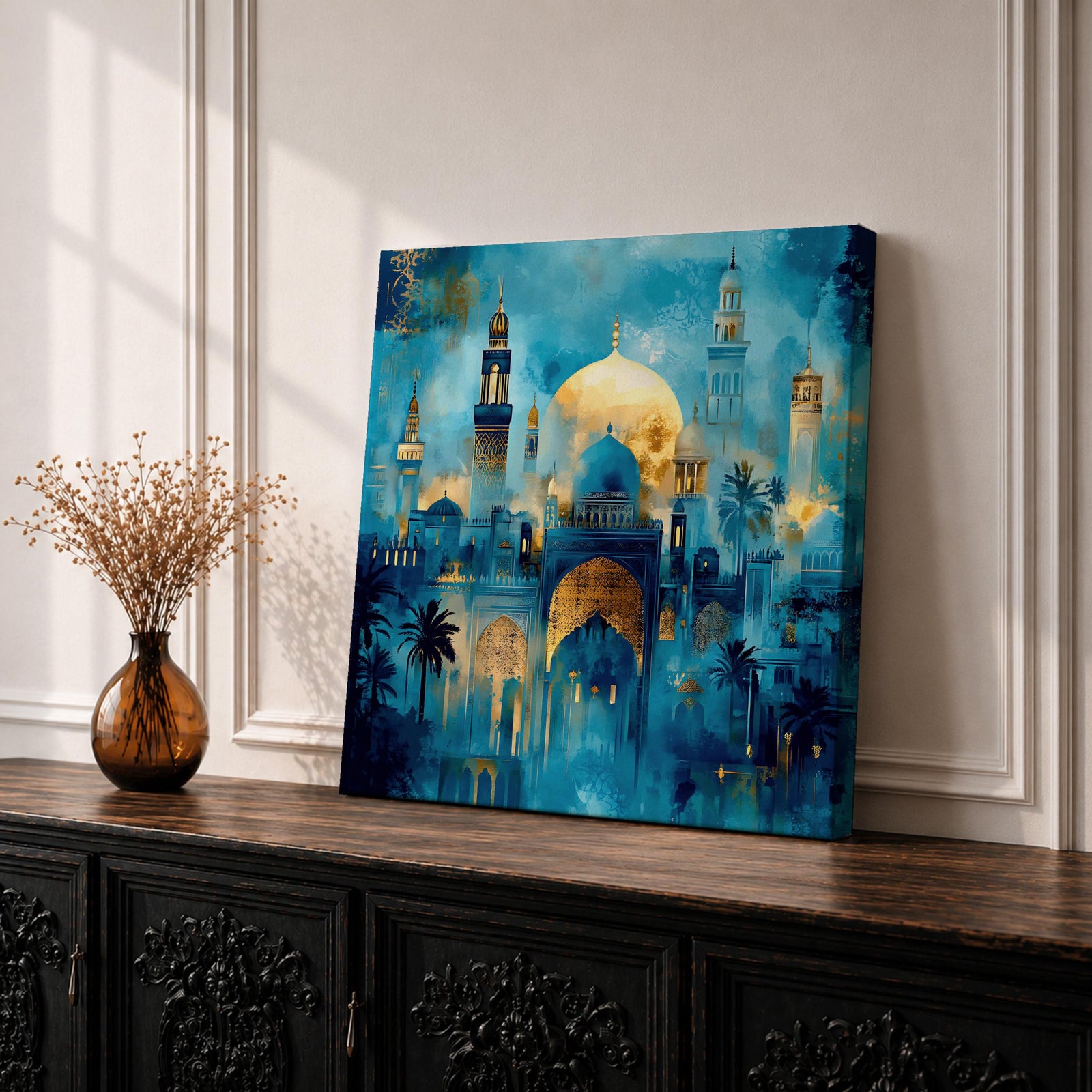 Blue Mosque Wall Art Masjid Sultan Ahmed Framed Canvas Istanbul Abstract Islamic Home Decor