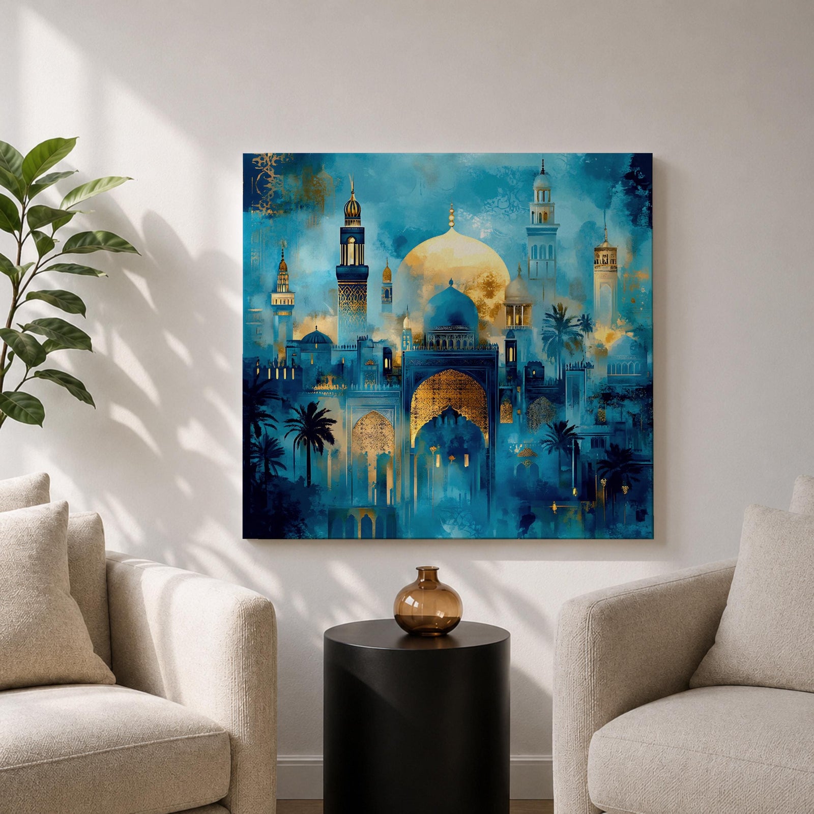 Blue Mosque Wall Art Masjid Sultan Ahmed Framed Canvas Istanbul Abstract Islamic Home Decor