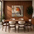 Robin Wall Art Redbreast Bird Framed Canvas Songbird Impasto Animal Nature Home Decor