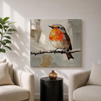 Robin Wall Art Redbreast Bird Framed Canvas Songbird Impasto Animal Nature Home Decor