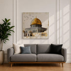 Golden Dome of the Rock Wall Art Qubbat As Sakhrah Framed Canvas Muslim Decor