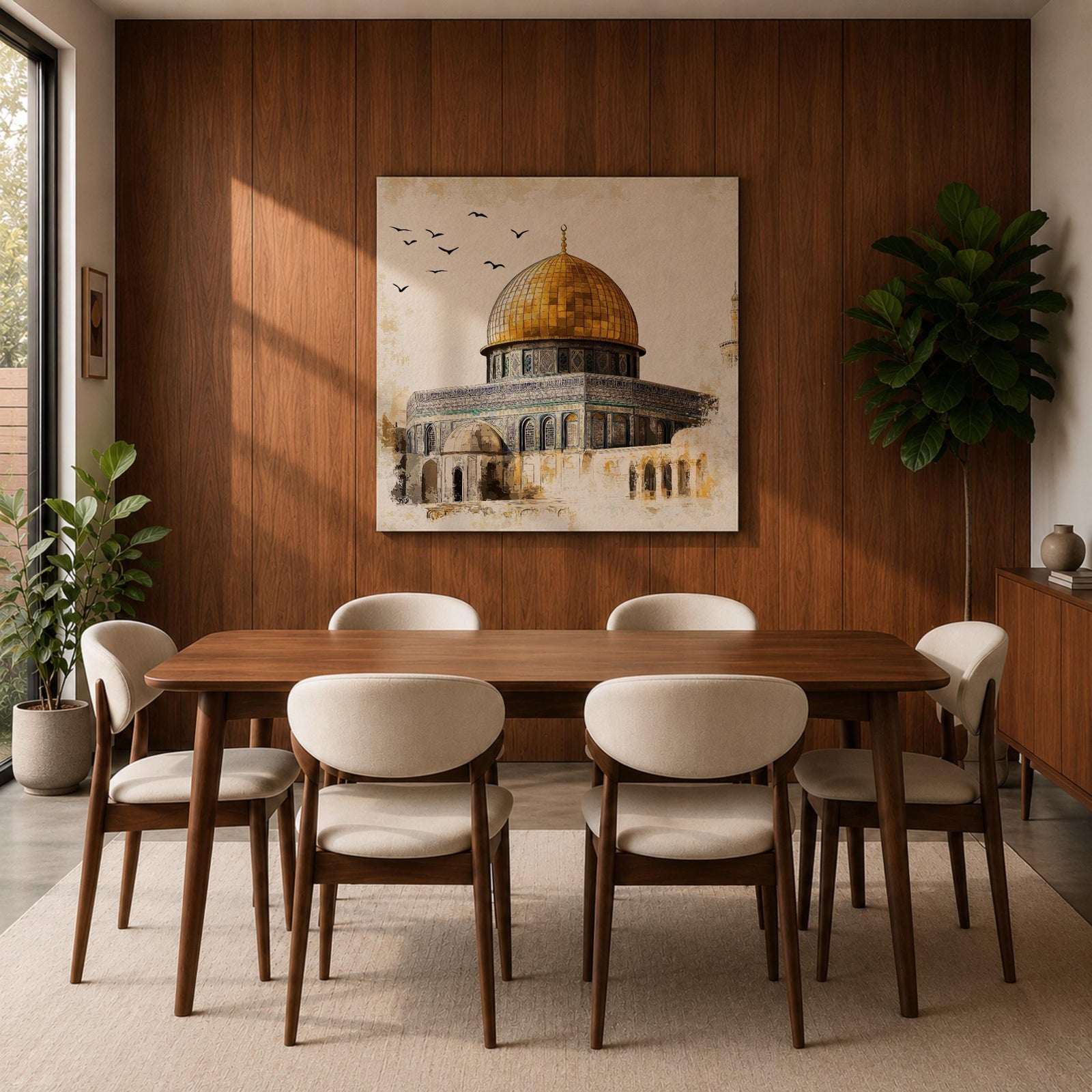 Golden Dome of the Rock Wall Art Qubbat As Sakhrah Framed Canvas Muslim Decor