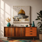 Golden Dome of the Rock Wall Art Qubbat As Sakhrah Framed Canvas Muslim Decor