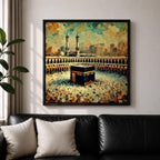 Abstract Kaaba Wall Art Mecca Mosque Framed Canvas Mecca Religious Islamic Home Decor