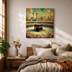 Abstract Kaaba Wall Art Mecca Mosque Framed Canvas Mecca Religious Islamic Home Decor
