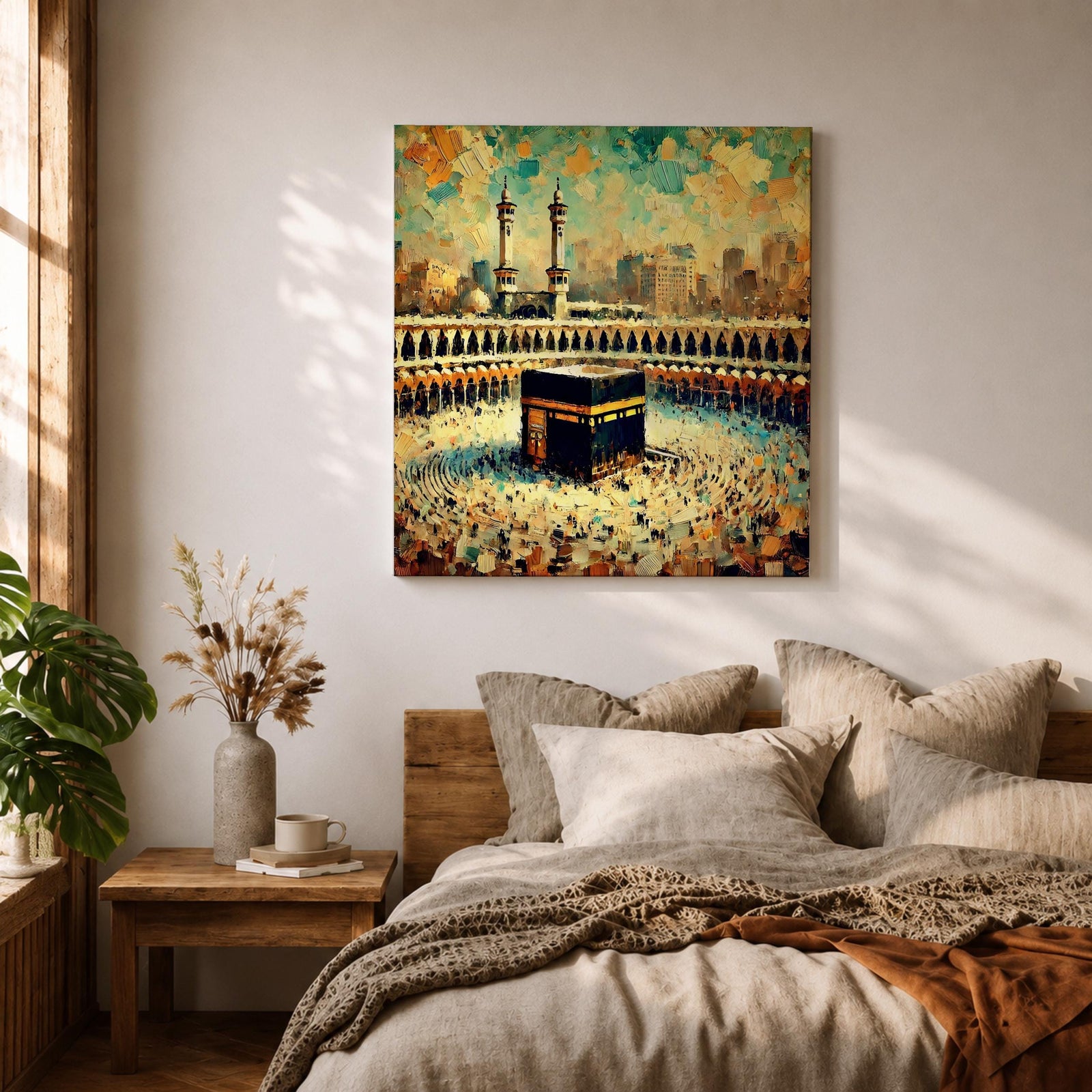 Abstract Kaaba Wall Art Mecca Mosque Framed Canvas Mecca Religious Islamic Home Decor