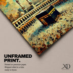 Abstract Kaaba Wall Art Mecca Mosque Framed Canvas Mecca Religious Islamic Home Decor