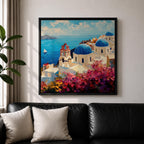 Santorini Greece Wall Art Greek Island Framed Canvas Mediterranean Coastal Landscape Living Room Decor