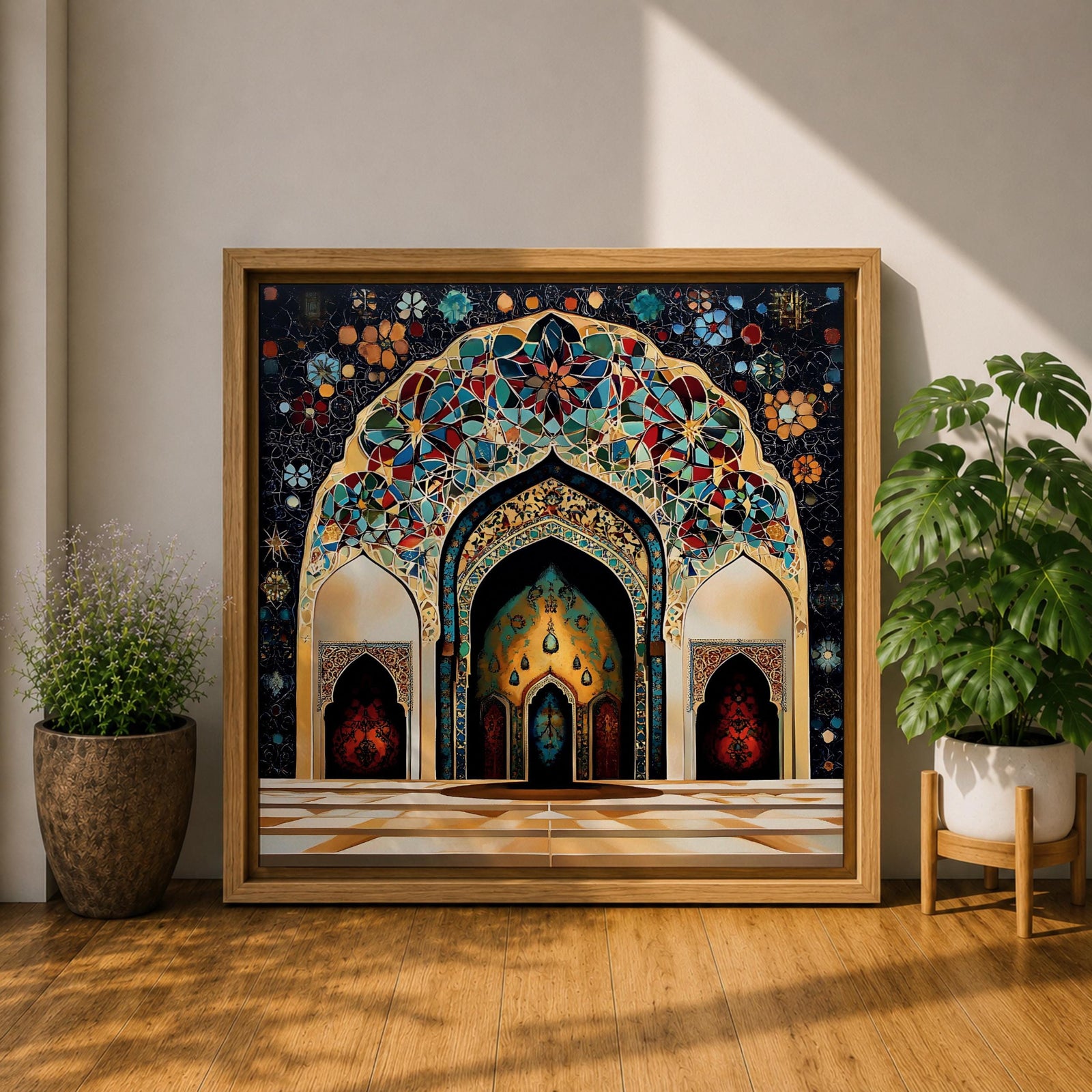 Islamic Archway Wall Art Mosque Arch Framed Canvas Middle Eastern Mosaic Islamic Home Decor