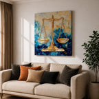 Scales of Justice Wall Art Balance Scale Framed Canvas Legal Symbol Law Office Decor