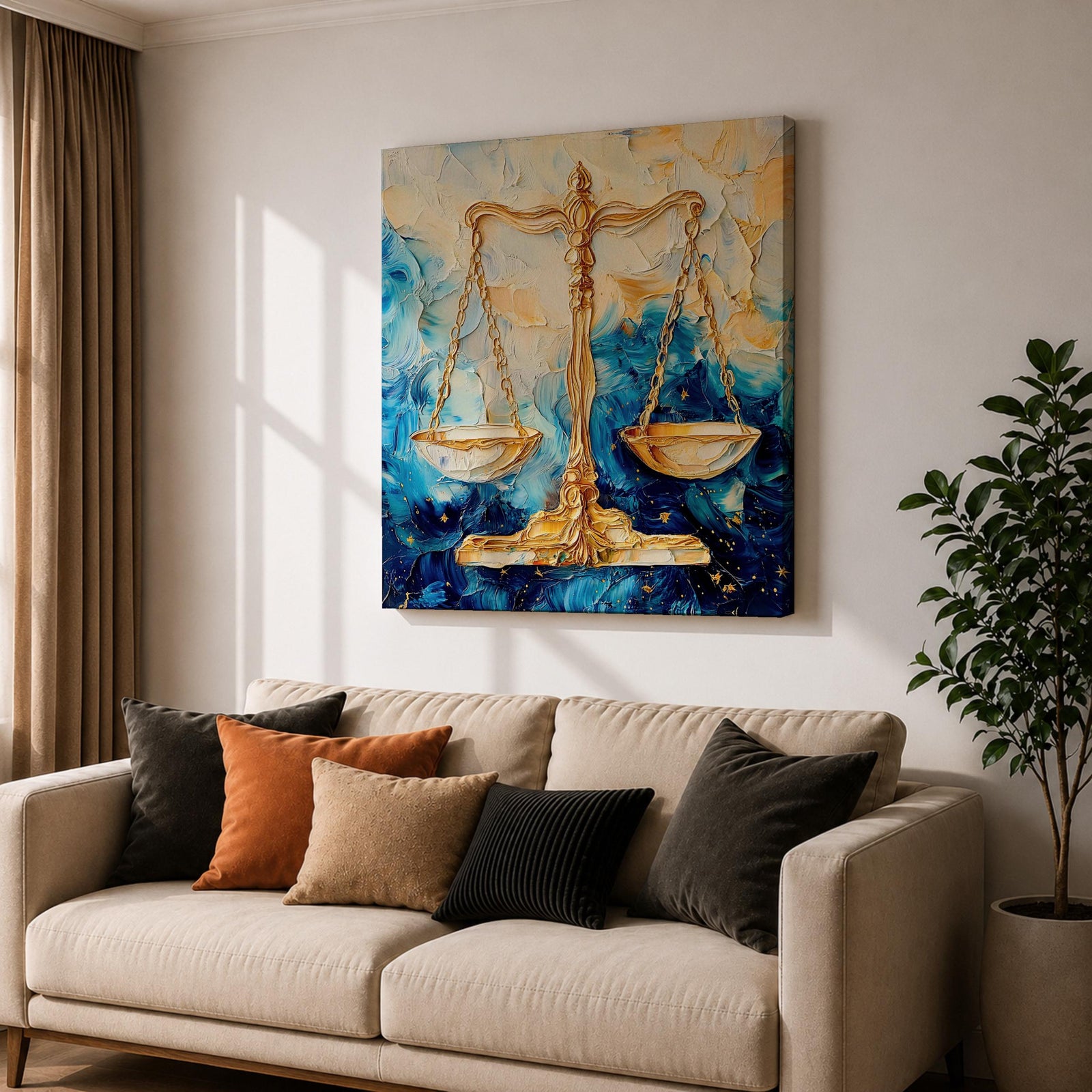 Scales of Justice Wall Art Balance Scale Framed Canvas Legal Symbol Law Office Decor