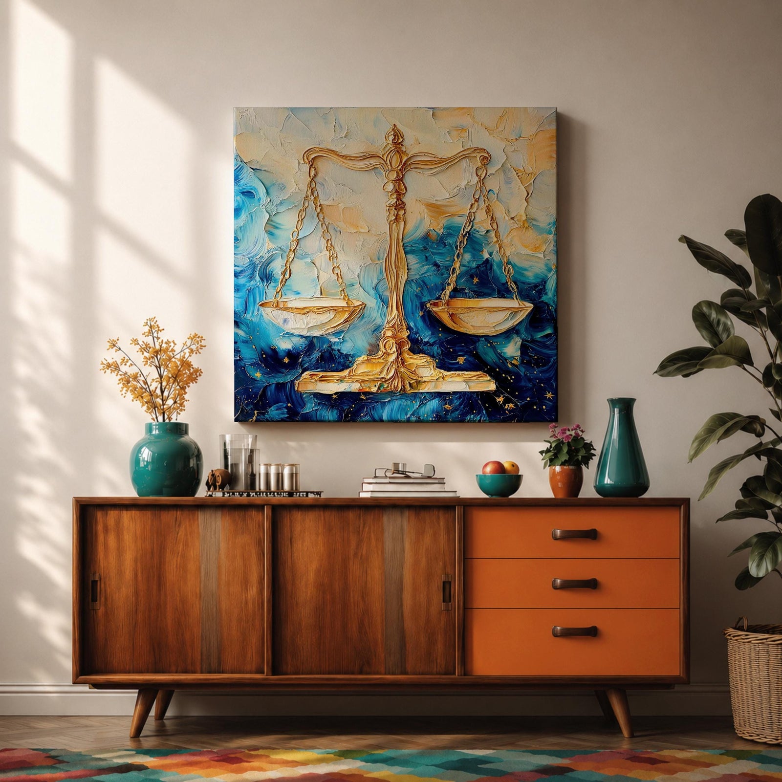 Scales of Justice Wall Art Balance Scale Framed Canvas Legal Symbol Law Office Decor
