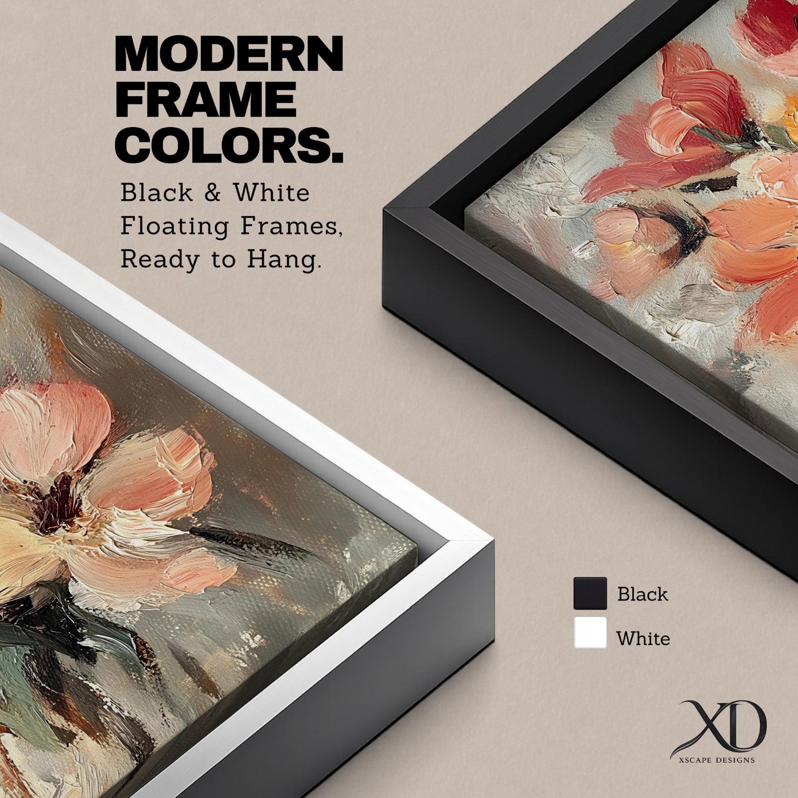 Floral Bouquet Wall Art Botanical Framed Canvas Vintage Wildflower Impasto Farmhouse Home Decor