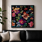 Dark Floral Wall Art Botanical Flower Framed Canvas Modern Nature Boho Home Decor