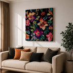 Dark Floral Wall Art Botanical Flower Framed Canvas Modern Nature Boho Home Decor