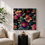 Dark Floral Wall Art Botanical Flower Framed Canvas Modern Nature Boho Home Decor