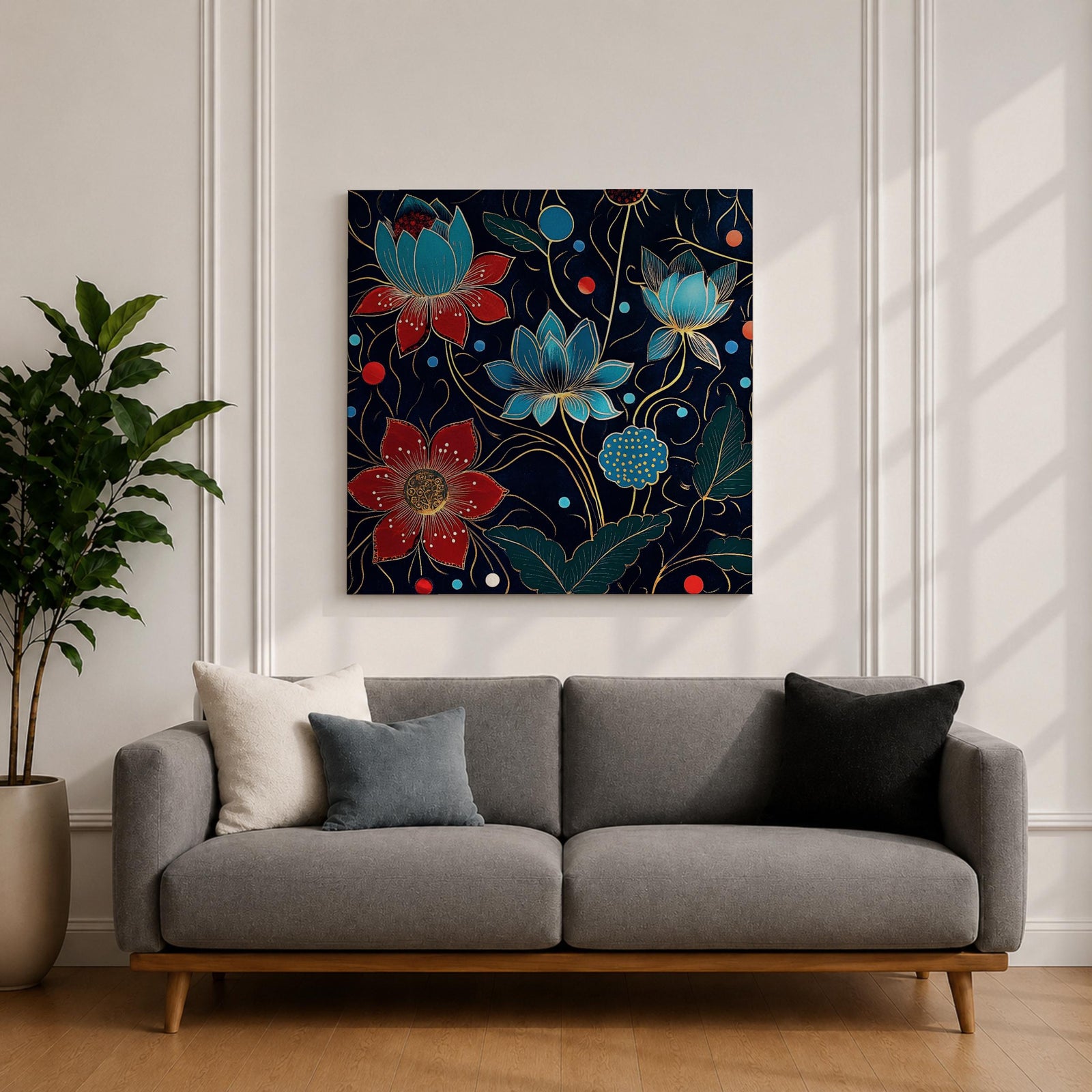Lotus Wall Art Water Lily Framed Canvas Asian Zen Botanical Meditation Home Decor