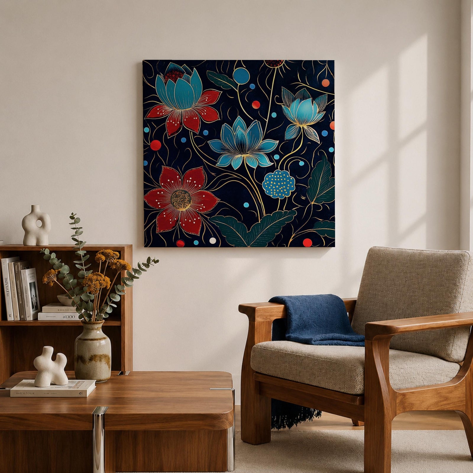 Lotus Wall Art Water Lily Framed Canvas Asian Zen Botanical Meditation Home Decor