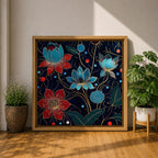 Lotus Wall Art Water Lily Framed Canvas Asian Zen Botanical Meditation Home Decor