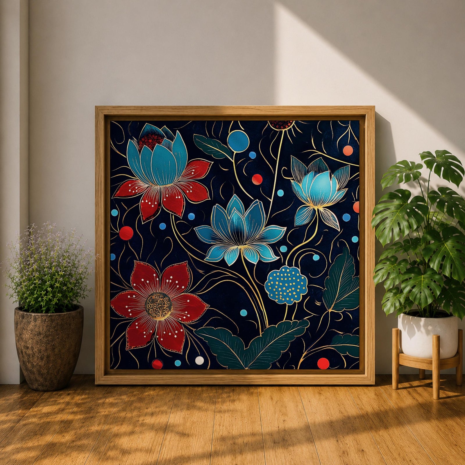Lotus Wall Art Water Lily Framed Canvas Asian Zen Botanical Meditation Home Decor