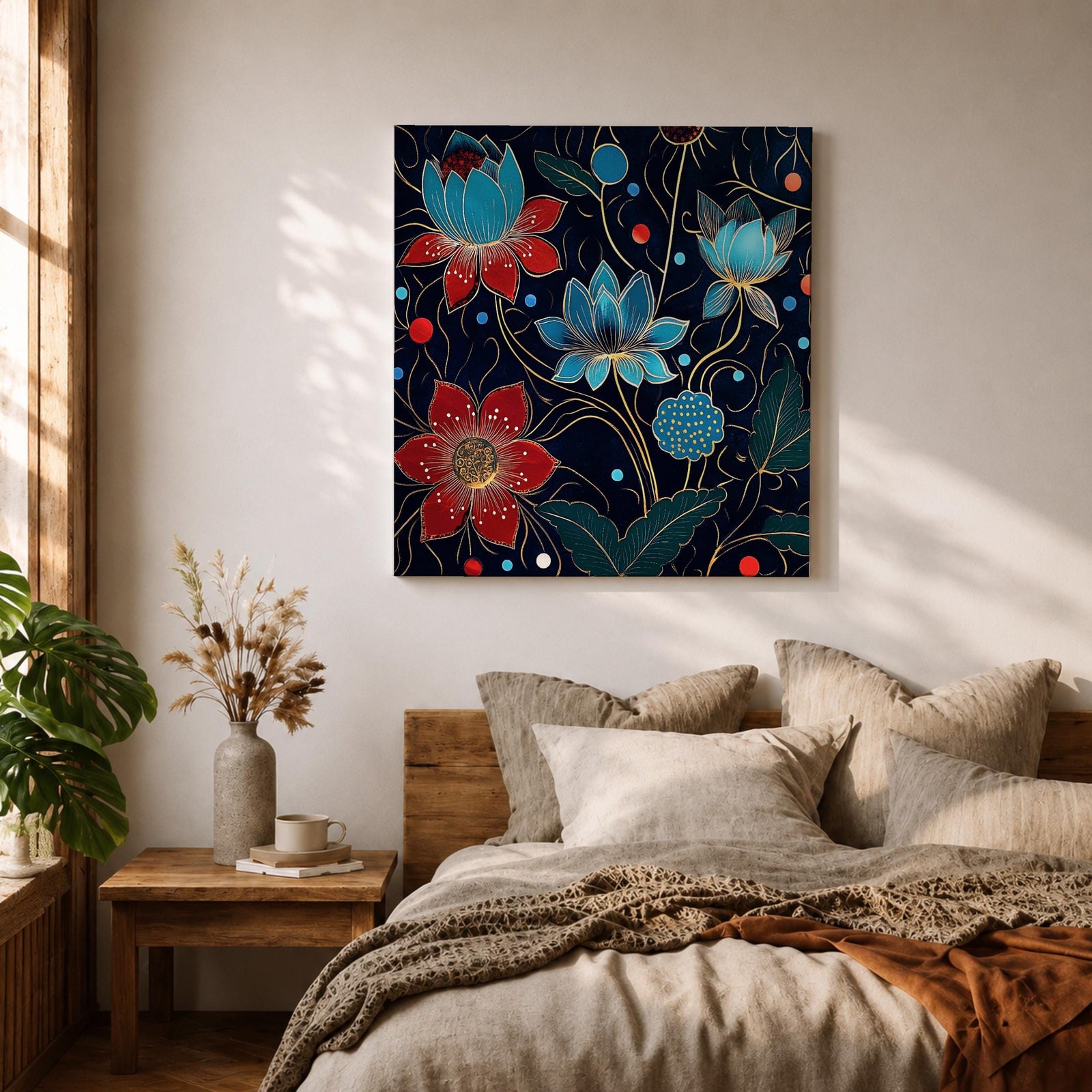 Lotus Wall Art Water Lily Framed Canvas Asian Zen Botanical Meditation Home Decor