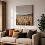 Wheat Field Wall Art Golden Meadow Framed Canvas Countryside Impasto Landscape Farmhouse Home Decor