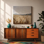 Wheat Field Wall Art Golden Meadow Framed Canvas Countryside Impasto Landscape Farmhouse Home Decor