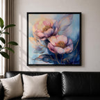Peony Wall Art Garden Flower Framed Canvas Botanical Gold Accent Boho Home Decor