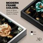 Peony Wall Art Dark Botanical Flower Framed Canvas Gold Accent Boho Home Decor