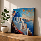 Santorini Church Wall Art Greek Island Framed Canvas Mediterranean Coastal Landscape Living Room Decor