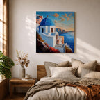 Santorini Church Wall Art Greek Island Framed Canvas Mediterranean Coastal Landscape Living Room Decor