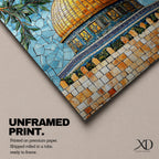 Dome of the Rock Mosaic Wall Art Jerusalem Framed Canvas Islamic Cultural Home Decor