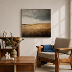 Stormy Field Wall Art Golden Meadow Framed Canvas Farmhouse Nature Rustic Home Decor