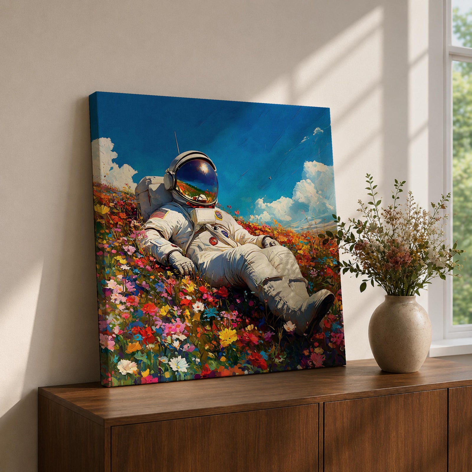 Astronaut Wall Art Space Explorer Framed Canvas Cosmic Galaxy Outer Space Home Decor