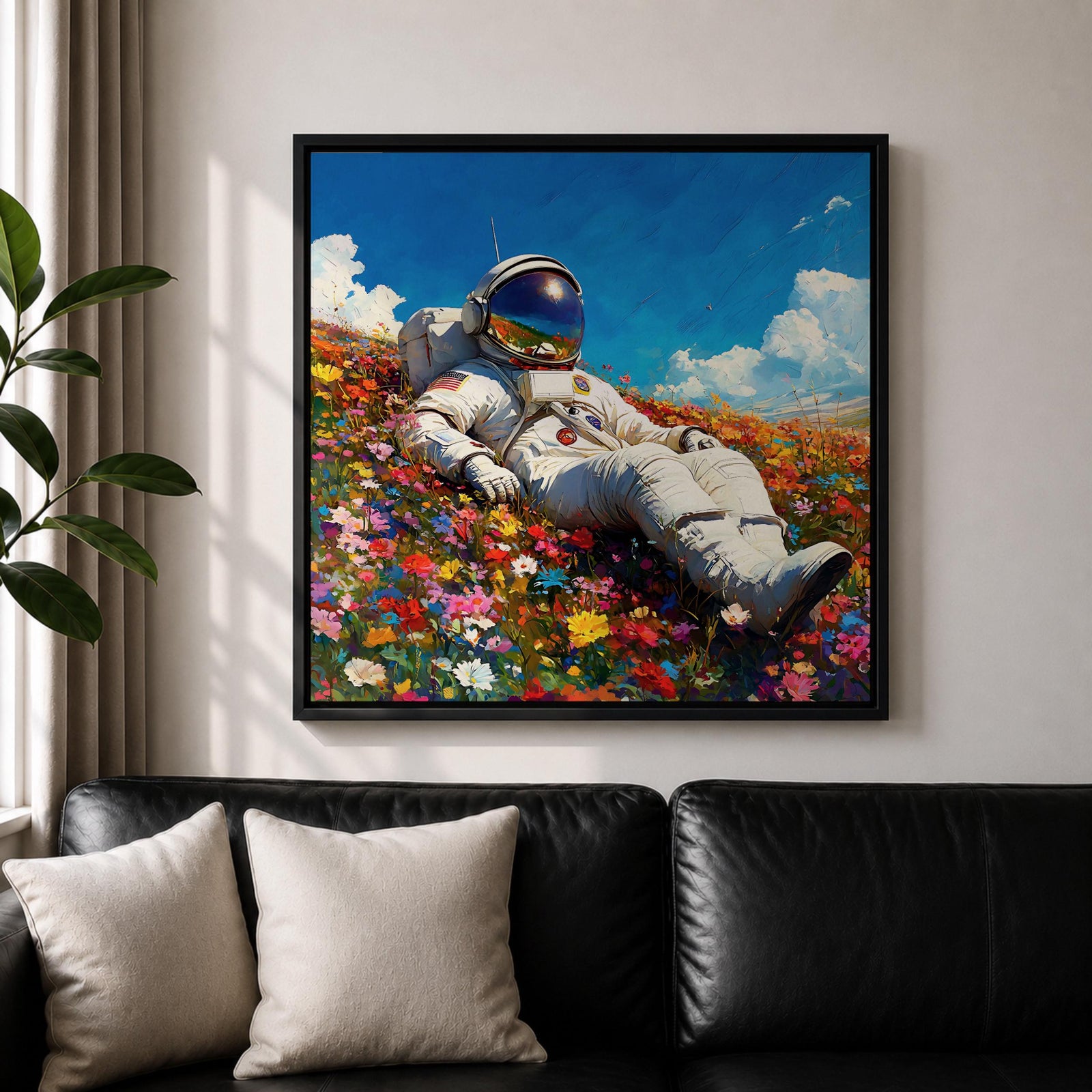 Astronaut Wall Art Space Explorer Framed Canvas Cosmic Galaxy Outer Space Home Decor