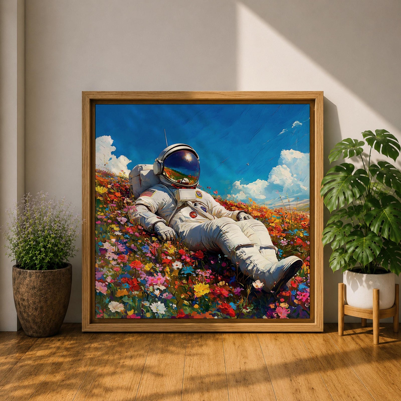 Astronaut Wall Art Space Explorer Framed Canvas Cosmic Galaxy Outer Space Home Decor
